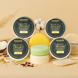 Eco friendly natural and sustainable hair care bars with natural exfoliator and organic ingredients