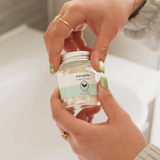 Eco friendly natural and fluoride free toothpaste tablets in a refillable glass jar with no plastic packaging