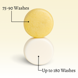 Shampoo Bar lasting up to 90 washes. Conditioning bar lasting up to 180 washes.