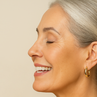 Ideal Customer Profile Image of Mature Female embracing natural results to beautifully aging without cosmetics