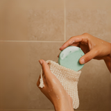 Cotton Exfoliator Paired With The Aloe Vera Body Bar