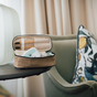 Travel kit in a high end hotel setting with a zero plastics ideal for the airport